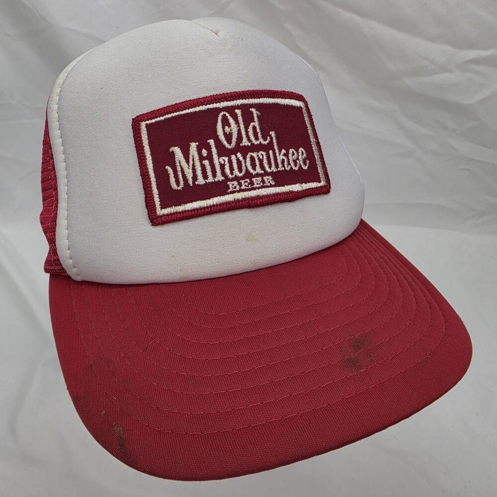 Vintage Old Milwaukee Beer Trucker Hat Snapback Foam Front Made In Taiwan Cap